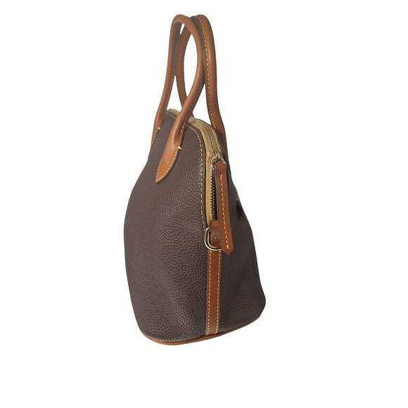 Gorgeous Dooney & Bourke Brown and Tan Leather Dome Type Tote Bag - Picture 6 of 10